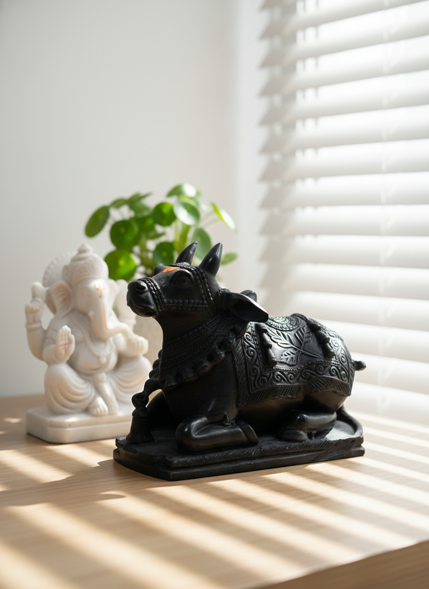 Black Carved Nandi Statue