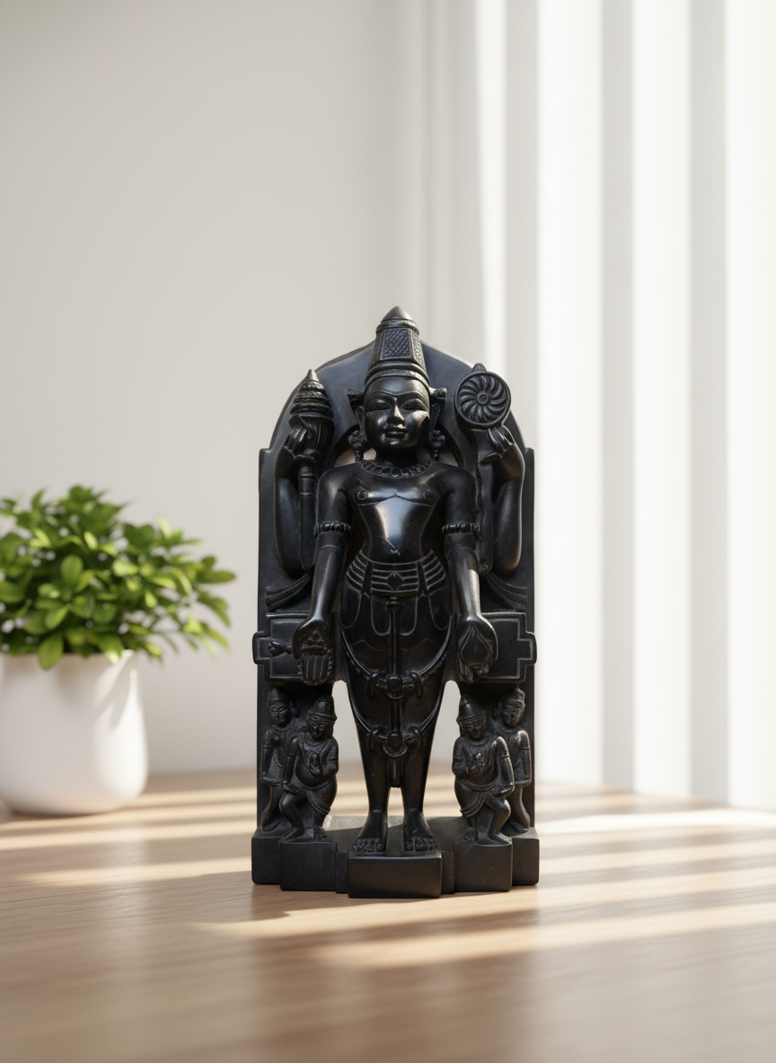 Black stone Vishnu idol