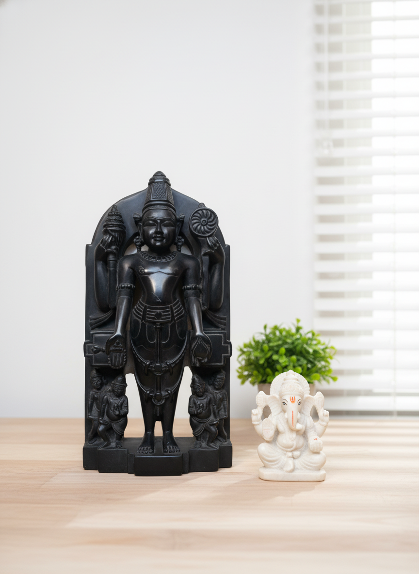 Black stone Vishnu idol