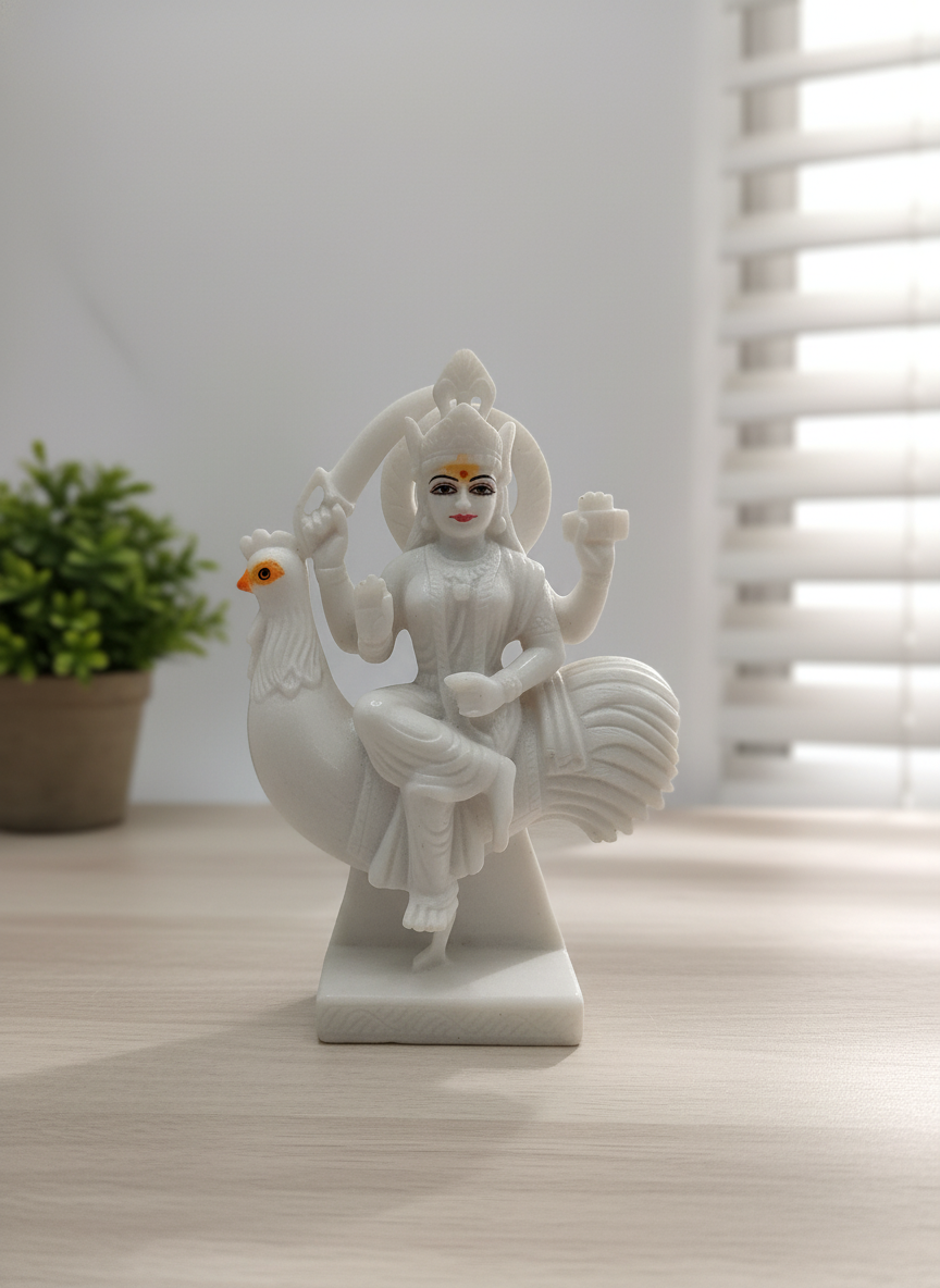 Beautiful Marble Kartikeya (Murugan) Idol