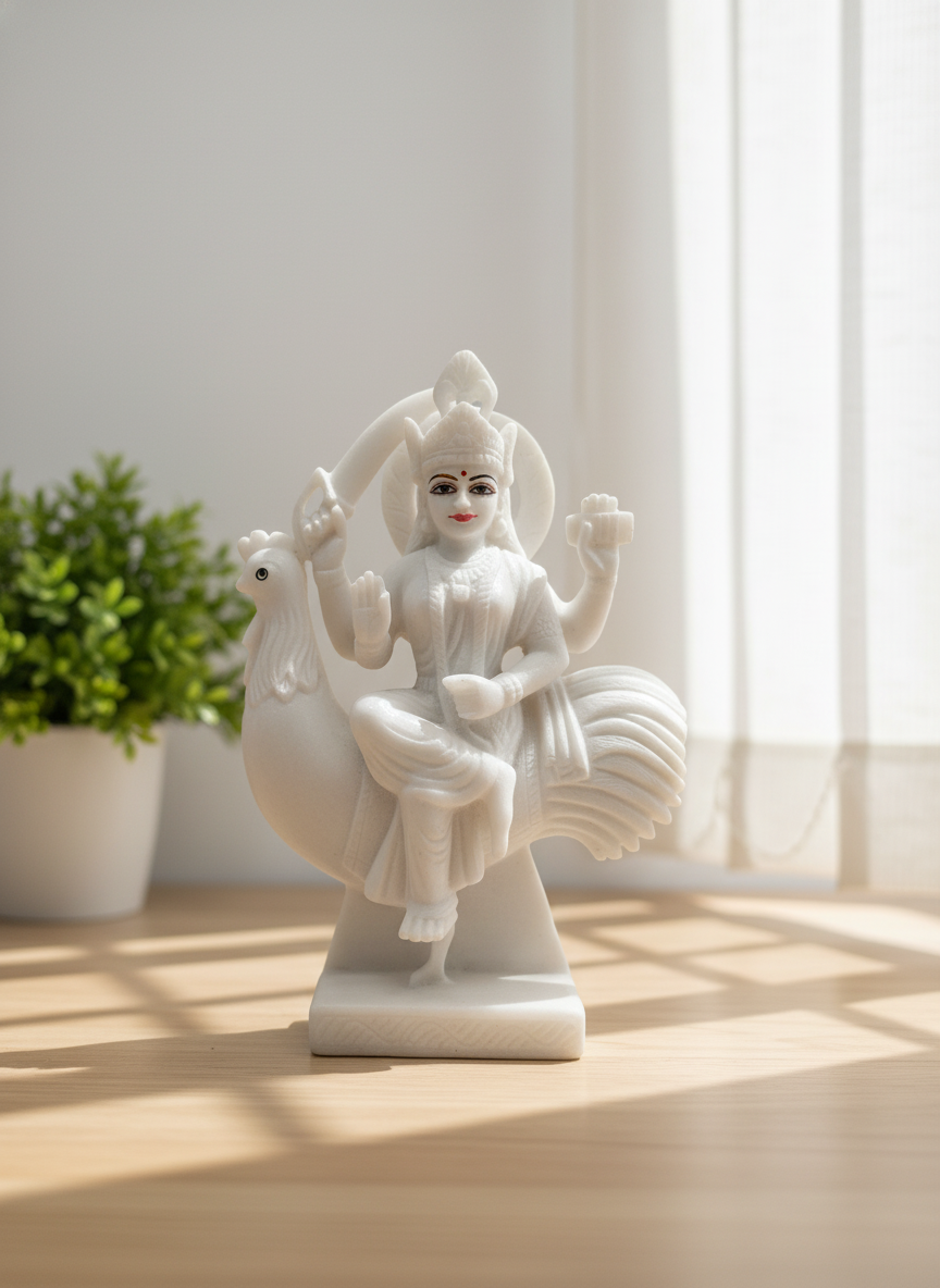 Beautiful Marble Kartikeya (Murugan) Idol